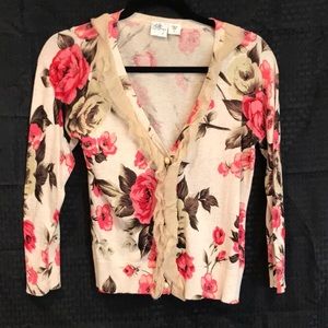 Sweater Cardigan floral print button up
